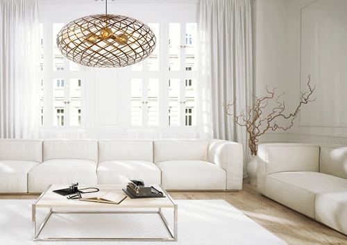 Lucide WOLFRAM - Pendelleuchten - Ø 100 cm - 3xE27 - Mattes Gold / Messing - Atmosphäre 2